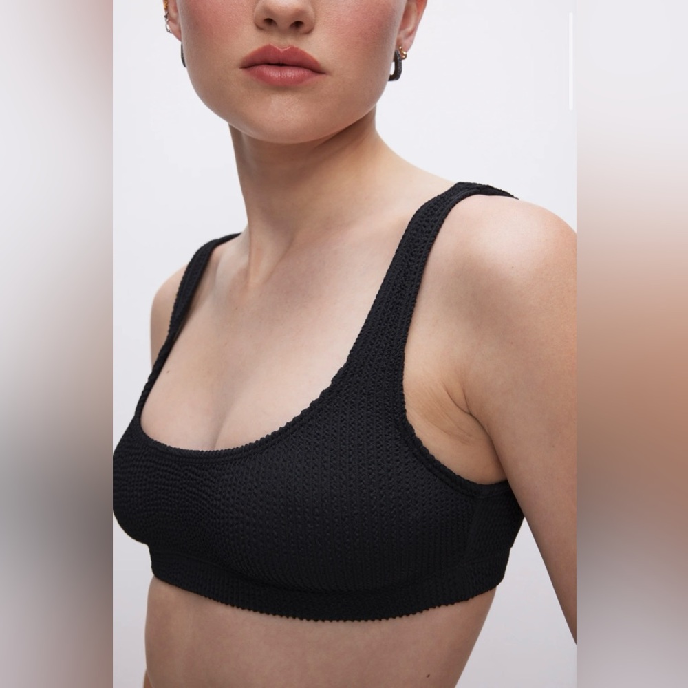 Good American Black Braided Crop Top Size 3/4 NEW